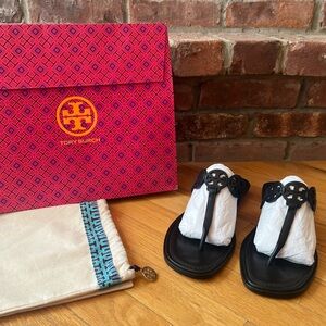 Tory Burch Black Tiny Miller 10MM Thong Sandals